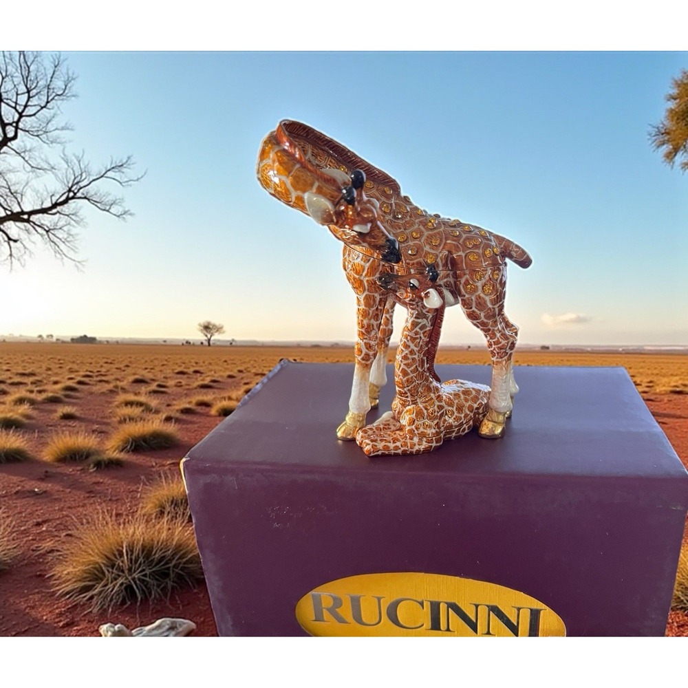 Rucinni Swarovski & Austria Stellux Crystals Giraffe Trinket Jewelry Box Enamel